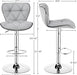 Bar Stools Set of 2, PU Leather Swivel Adjustable Barstools with Shell Back, Bar Chairs with Foma Padded for Home, Kitchen, Light Grey