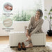 50 Inches Wide Storage Ottoman Bench, Upholstered Foot Rest Stool, Long Bench Footstool, Couch Ottoman, Ottomans for Living Room, Entryway, End of Bed Storage Bench for Bedroom (Beige)
