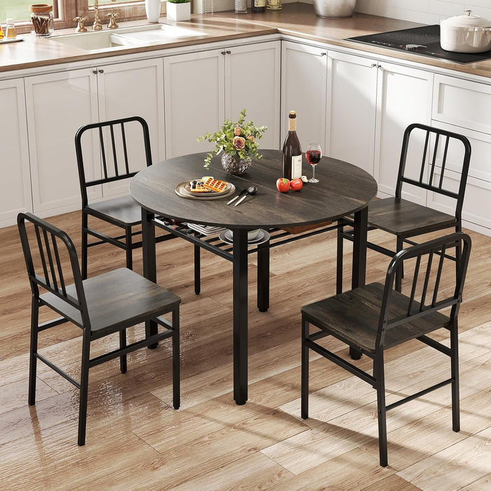 FortyInch Round Dining Table With StorageShelf Gray