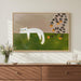 Framed Neutral and Green Wall Art for Bedroom Decor, Large Cozy Cat Canvas Painting Artwork for Room Walls, Green Picture Print for Dining Room Nursery Guest Room Hallway Wall Art Decor, 24X36 Inch