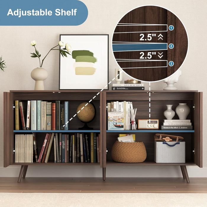 59.2" Buffet Sideboard Cabinet with Storage, Modern Accent Credenza with Adjustable Shelves, 31" H Wood Coffee Bar Console Table for Living Room Kitchen Dining Room TV Hallway, Walnut