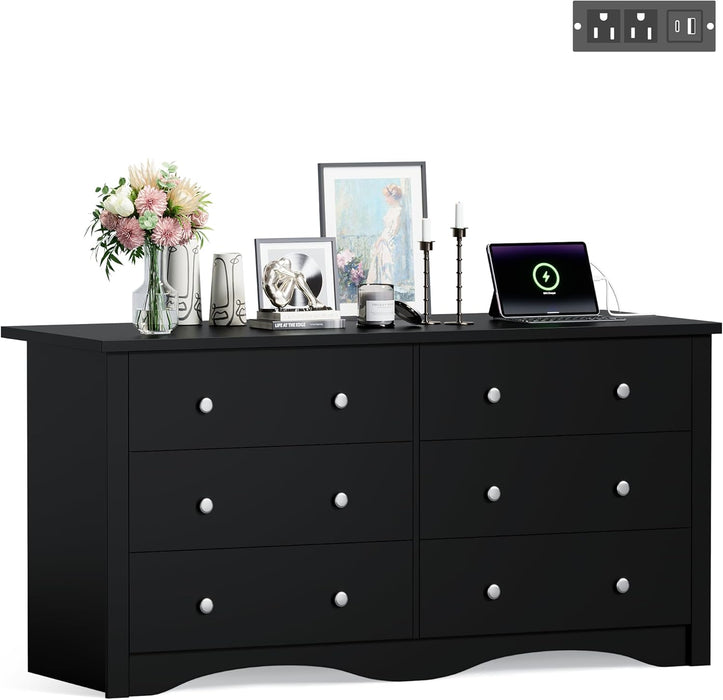 Matte Black 58Inches Wooden Dresser Bedroom Console