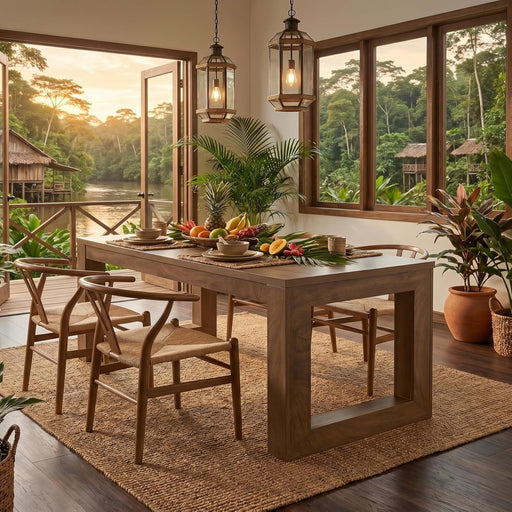 78 Inch RusticWoodFinish Dining Table With Pedestal