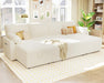 White Sectional Sofa Bed Oversized, 110", Storage