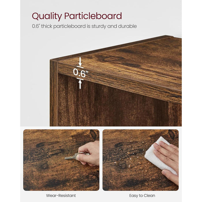 Bookshelf, 23.6 Inches Wide, 5-Tier Open Bookcase with Adjustable Storage Shelves, Floor Standing Unit, Rustic Brown ULBC165X01