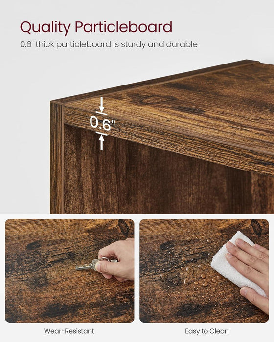 CUSTOS Collection - Bookshelf, 4-Tier Bookcase, Book Shelf, Open Storage Shelf, 9.4 X 23.6 X 42.4 Inches, for Living Room, Home Office, Dinning Room, Rustic Brown ULBC164X01