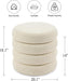 round Storage Ottoman, 20" Small Ottomans Table with Removable Lid, Linen Fabric Soft Footrest Stools for Couch, Upholstered Stuffed Circle Seat for Living Room/Bedroom/Dorm/Vanity, Beige