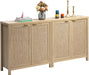 Sideboard Buffet Rattan Cabinet - Boho Larger Credenza Kitchen Storage Cabinet with Rattan Storage - Accent Buffet Console Table for Dining Room Hallway - 2 Pieces (Natural)