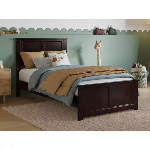 Charlotte Espresso Black Solid Wood Frame Twin Low Profile Platform Bed with Matching Footboard