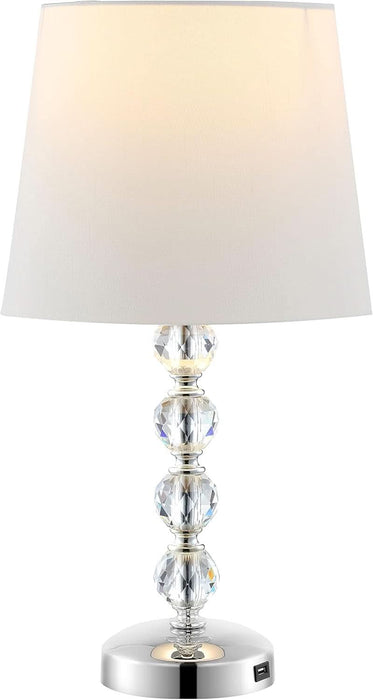 Lighting Collection – Nola Set of 2 Modern Glam Stacked Crystal Ball 16-Inch Table Lamps, LED Bulbs Included, Bedroom Living Room Home Office (LIT4123C-SET2)