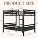 Metal Bunk Bed Full over Full with Ladder and High Guardrail, Heavy-Duty Metal Slats Support, Noise Free, No Box Spring Needed, for Kids and Juniors, Black