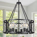 6-Light Farmhouse Chandelier Black Drum Pendant Light