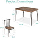 5-Piece Metal and Wood Indoor Modern Rectangular Dining Table Furniture Set for Kitchen, Dining Room, Dinette, Breakfast Nook W/ 4 Chairs - Drift Brown
