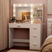 Vanity Desk with LED Lighted Mirror&Power Outlet, Makeup Vanity Table with 4 Drawers, 3 Open Storage Shelves, and 3 Color Modes, for Bedroom (Pure White)