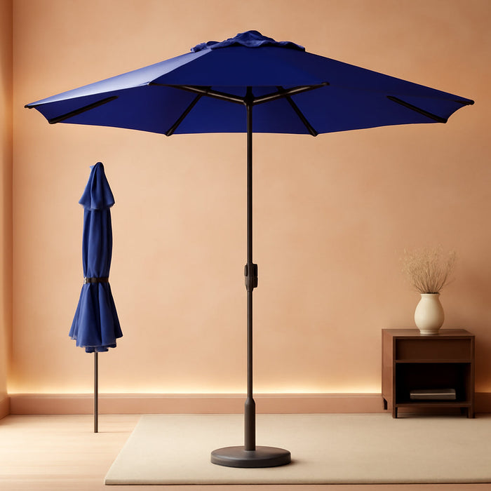 9Ft 2-Tiers Patio Umbrella,Outdoor Market Table Umbrella with Push-Button Tilt & Crank | UV Protection,Suit for Backyard,Garden,Pool,Deck(Navy)