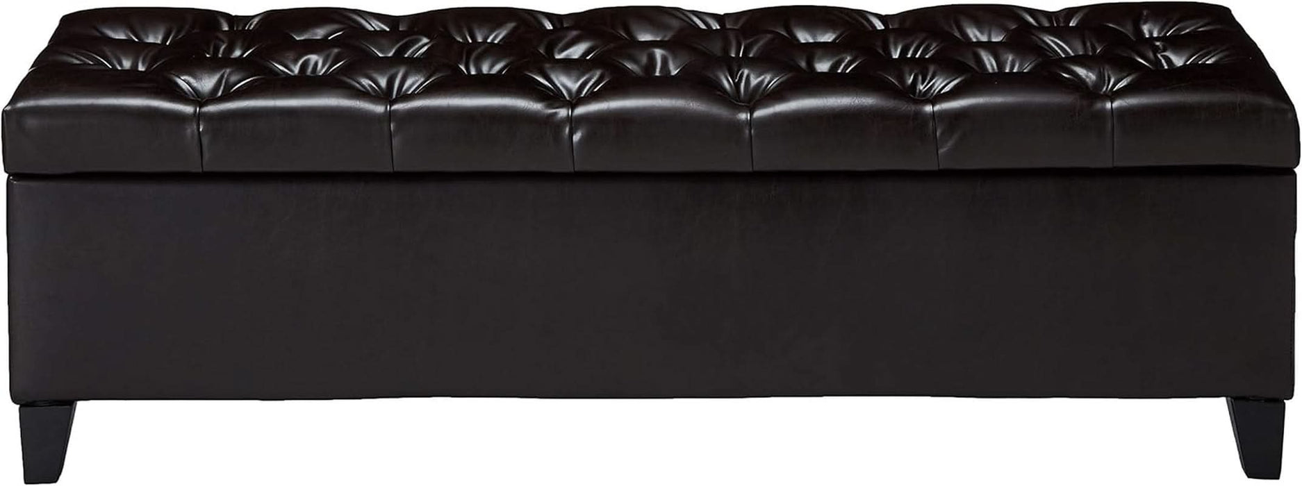 Ottilie Leather Storage Ottoman, Brown