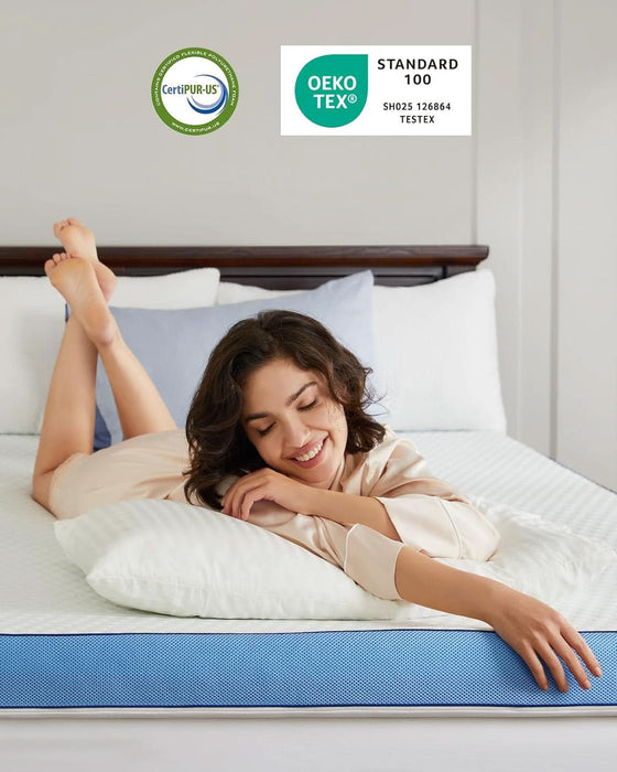 3 Inch Firm Mattress Topper Queen Size, Cooling Gel-Infused & Bamboo Charcoal Memory Foam Bed Topper for Pain Relief, High-Density Mattress Pad with Removable Cover, Certipur-Us Certified