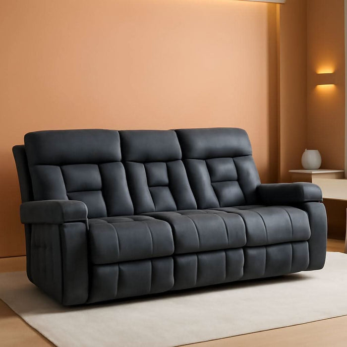 Reclining Sofa for Living Room, Extra Wide Modern Overstuffed 3 Seat Recliner Manual Sofa with Hidden Armrest Cup Holders, Soft Breathable Fabric and Padded Seat, Grey