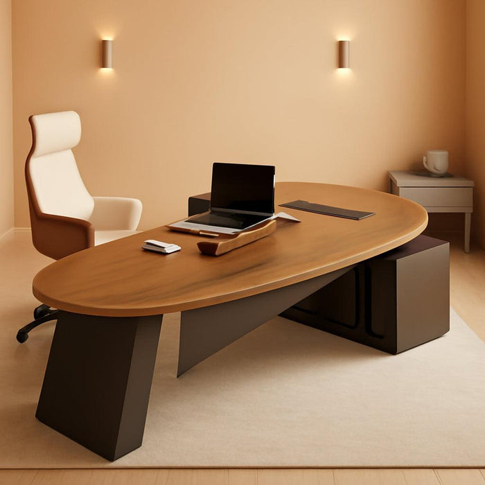L Shaped Desk With Solid Wood 80InchExecutiveWorkspaceDesk