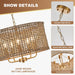 Golden Handwoven Rattan Drum Chandelier Dining Room