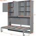 Twin Murphy Bed UltraSpaceSaving Cabinet Shelves Gray