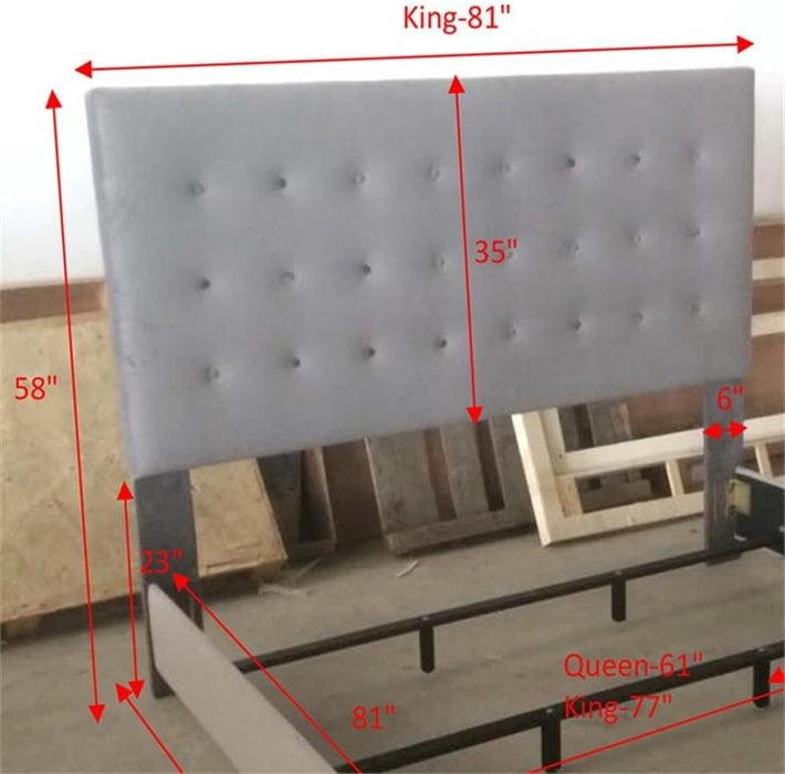 Reston Upholstered Bed Headboard, Shale Microfiber, King