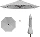 10FT Outdoor Patio Umbrella with Solar Lights, Market Table Umbrella with Push Button Tilt & Crank, 8 Sturdy Ribs, 32 LED Lights, UV Protection for Garden Lawn Deck Backyard Pool (Light Grey)