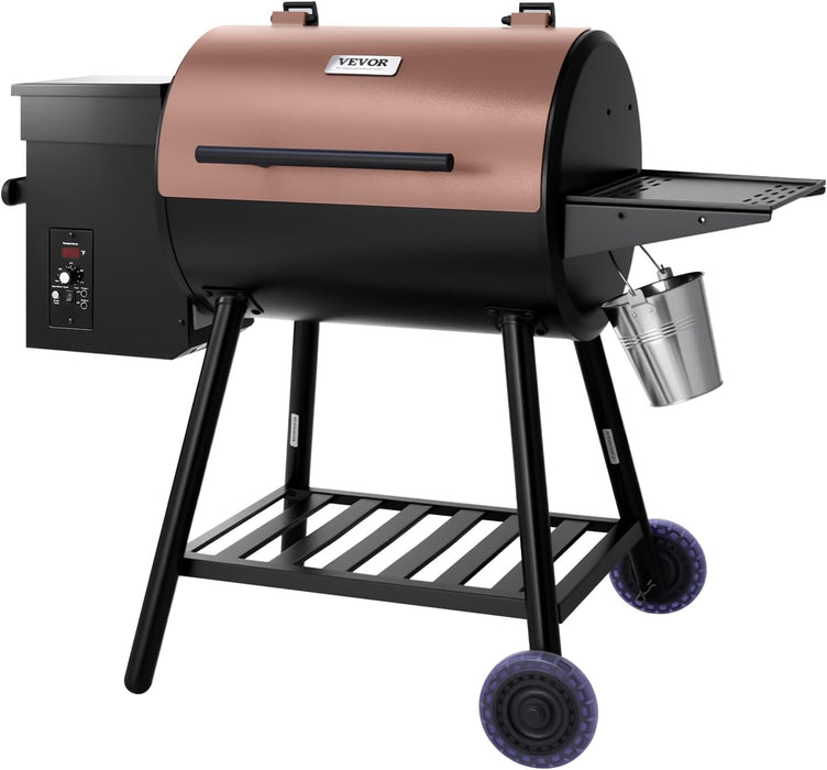 Wood Pellet Grill Smoker, 8 in 1 BBQ Grills for Outdoor Cooking, 456 Square Inches Cook Area Electric Grill and Smoker, with Digital Controller, Meat Probe, 500°F Max Temperature, Black