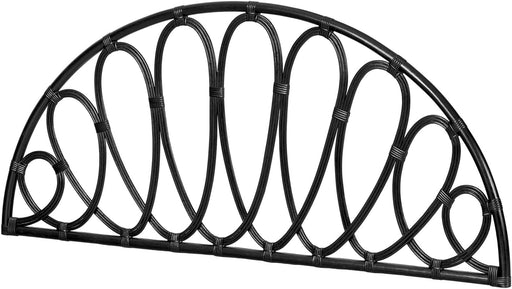 Hoya Rattan Wall-Mounted Headboard Flower Petals, Full/Queen, Black