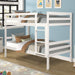 Twin over Twin Bunk Beds, Wood Convertible Two Beds, Solid Rubberwood Bunk Bed with 1 Pcs Built-In Ladder and Safety Rails, No Box Spring Needed, Space Saving Bed Frame for Bedroom (White)