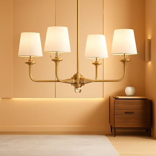 Elegant Brushed Gold Antique Chandelier With Shade