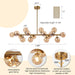 Gold Rectangular Chandelier With Amber Glass Globe