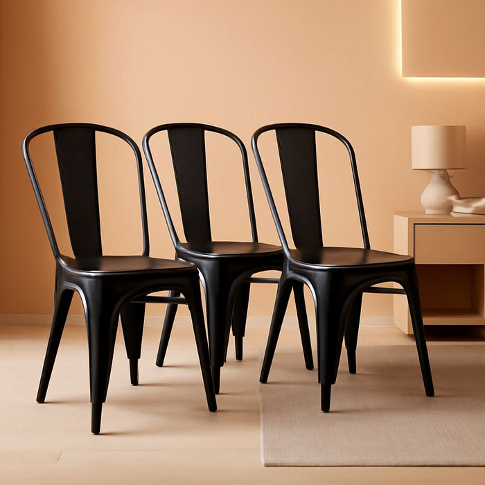 Metal Dining Chairs, Matte Black, 1 Count (Pack of 4)