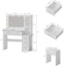 White Makeup Vanity With Integrated Charging Station