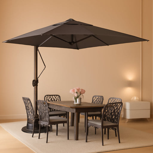 9X12Ft Cantilever Patio Umbrella, Rectangle Offset Umbrella 7 Angle Tilts & 360° Rotation, Large Heavy Duty Outdoor Sun Umbrella for Pool Market, Grey