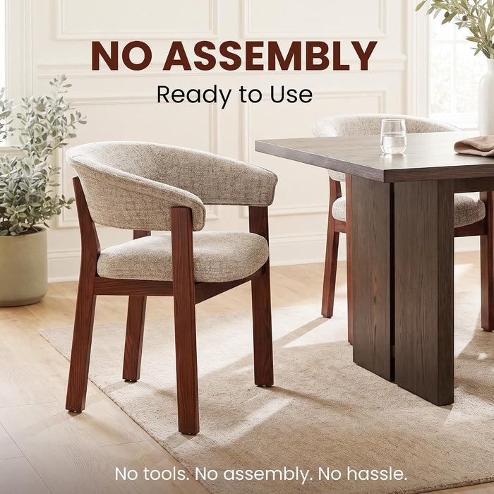 Fully Assembled Upholstered Dining Chair, Solid Red Oak Wood Kitchen Side Chair, No Assembly Required Modern Farmhouse Dining Room Accent Seating, Single Pack,Set of 1
