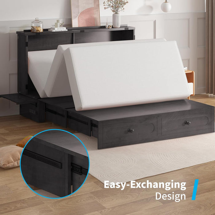 Queen Murphy Wallbed Cabinet With USB ChargingStation