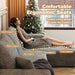 Camel 108-Inch Corduroy L-Shaped Sectional Sofa Chaise