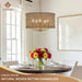 Golden Handwoven Rattan Drum Chandelier Dining Room