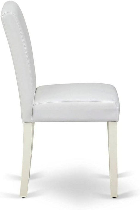 Abbott Classic Parson Dining Chairs - White Faux Leather Upholstered Chairs, Set of 2, Linen White