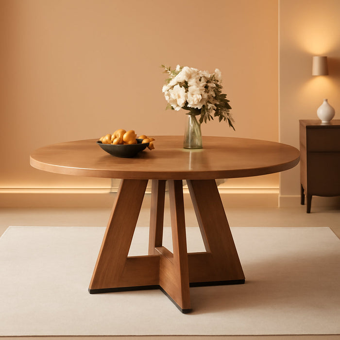 Farmhouse Dining Table, 47 Inch round Dinner Table for 4, Rustic round Dining Room Table for Home Dining Room Living Room (Wood)