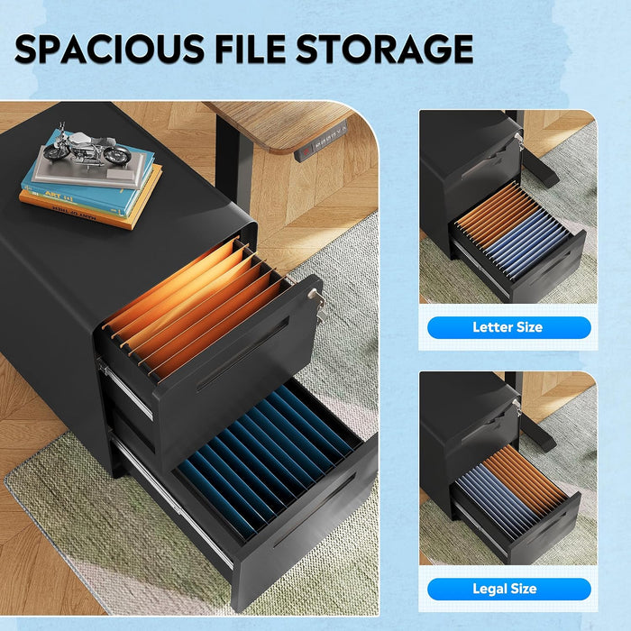 2 Drawer File Cabinet with Lock, Fully Assembled except Casters