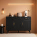Sideboard Buffet Cabinet with Drawers: 47" Black Fluted Sideboard Cabinet with Storage, Modern Dining Room Cabinets Storage, Credenzas for Living Room(47")