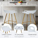 Bar Stools Set of 2, Gold Bar Stools, Counter Height Stools with Leather Padded Seats and Footrests, 26 Inch White Barstools for Kitchen Island, Farmhouse or Home Bar