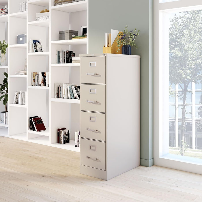 4-Drawer Vertical File Cabinet, Letter Size, Lockable, Putty