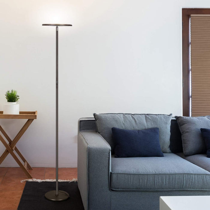 Sky LED Floor Lamp, Torchiere Super Bright Floor Lamp for Living Room Decor & Office - Dimmable, Tall Standing Lamp with Warm Light for Bedroom & Reading - Bronze