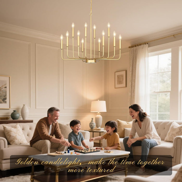Gold 32-Inch 12-Light Chandelier Dining Room Fixture