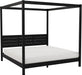 Isla Slatted Headboard Canopy Bedframe, King, Black