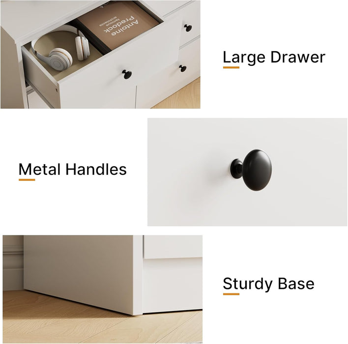 PureWhite Nine Drawer Dresser 59 Inches StorageBin