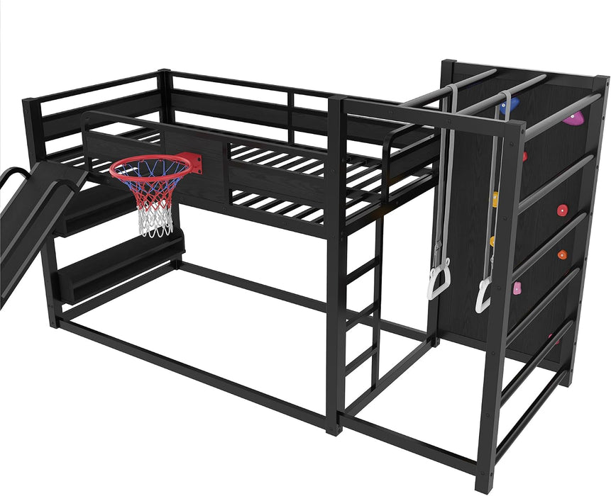 Twin Size PowderCoated Black IndustrialGrade Bunk Bed